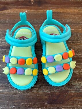 Mini Melissa Turquoise Sandals with Multicolor Bead Straps